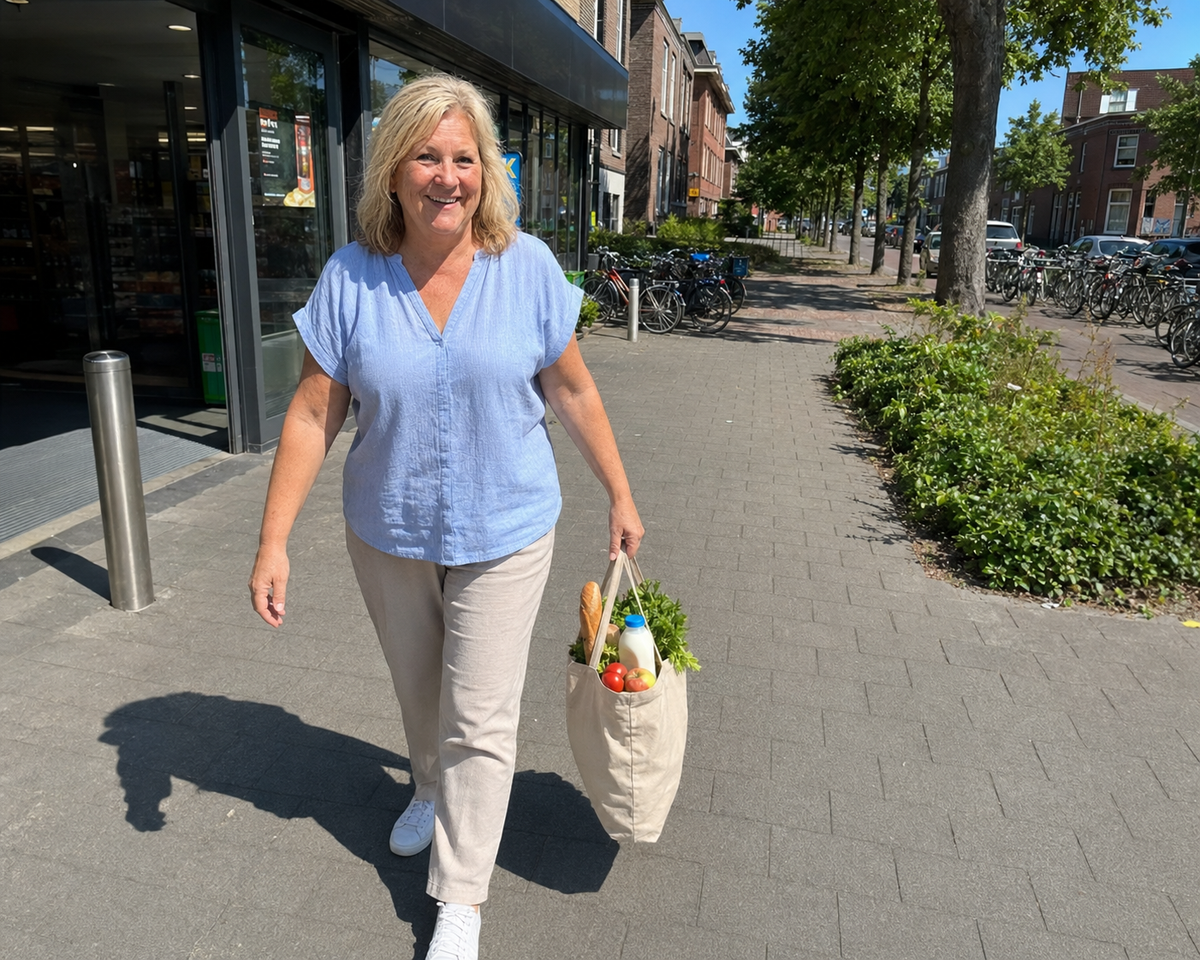 Jessica zit op een muurtje